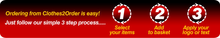 Ordering Printed T-Shirts and Embroidered Polo Shirts from Clothes2Order is easy!