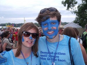 Oxfam's blue festival face paint