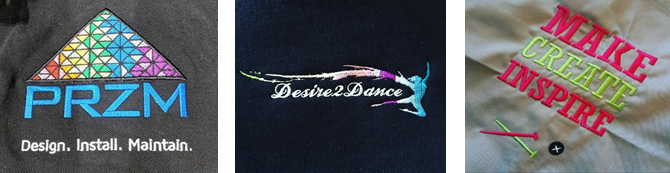 Examples of embroidered logos