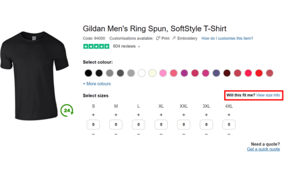 PDP of the Gildan soft style t-shirt