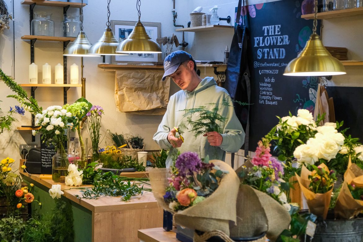 the flower stand in shrewesbury market