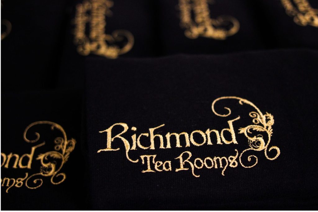 Richmond Tea Rooms embroidered into the apron