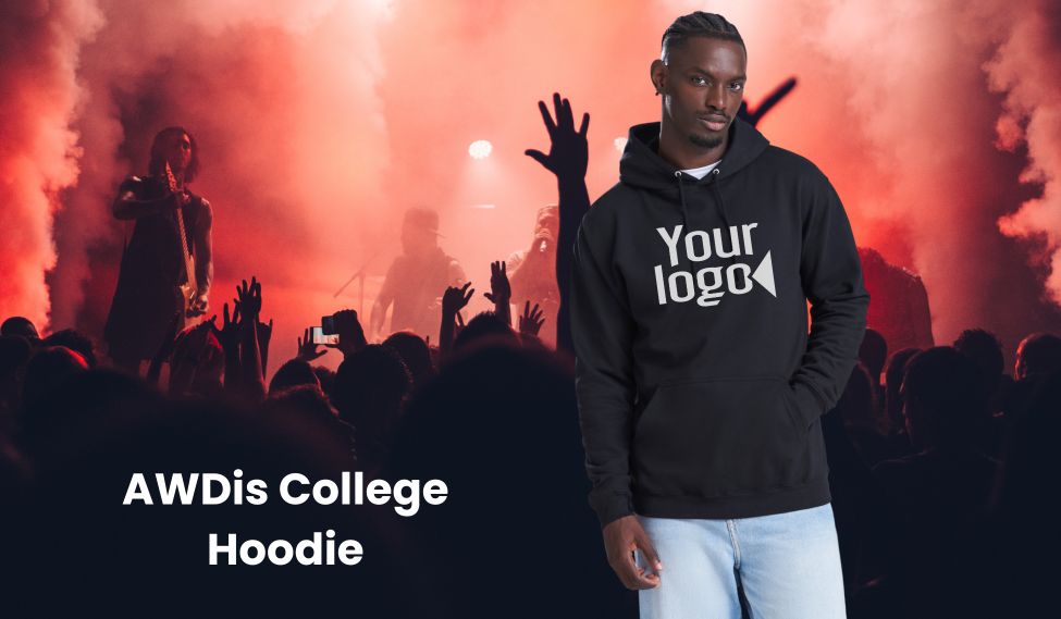 AWDis College Hoodie being modelled behind a concert