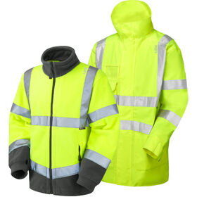 Leo Workwear Hi Vis 3-in-1 CLOVELLY Anorak with HARTLAND Fleece