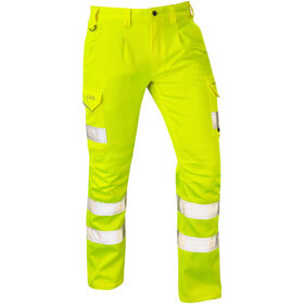 Leo Workwear Hi Vis Kingford EcoViz Stretch Poly/Cotton Cargo Trouser