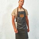 Premier Division Waxed-Look Denim Bib Apron With Faux Leather