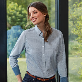 Premier Women's Cotton-Rich Oxford Stripes Blouse