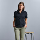 Russell Collection Ladies Short Sleeve Easy Care Cotton Poplin Blouse